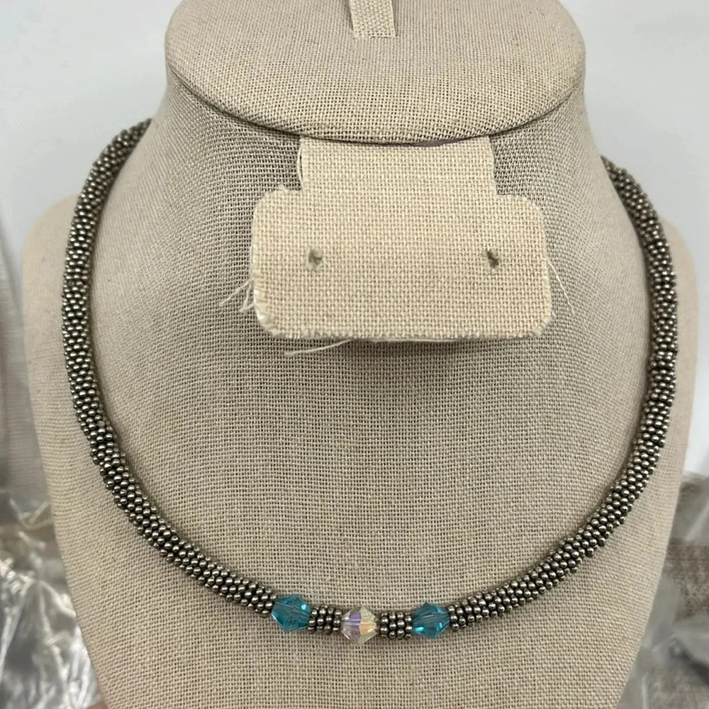 Vintage Sterling 925 Southwestern Jewelry Set - Necklace Bracelet Earrings - Picture 6 of 14